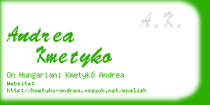 andrea kmetyko business card